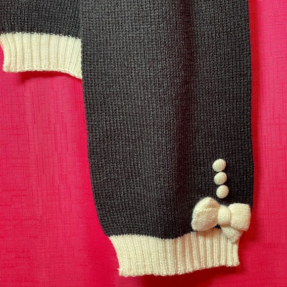 NWT SO BLACK & IVORY SCARF WITH BOW ACCENT - Picture 3 of 8